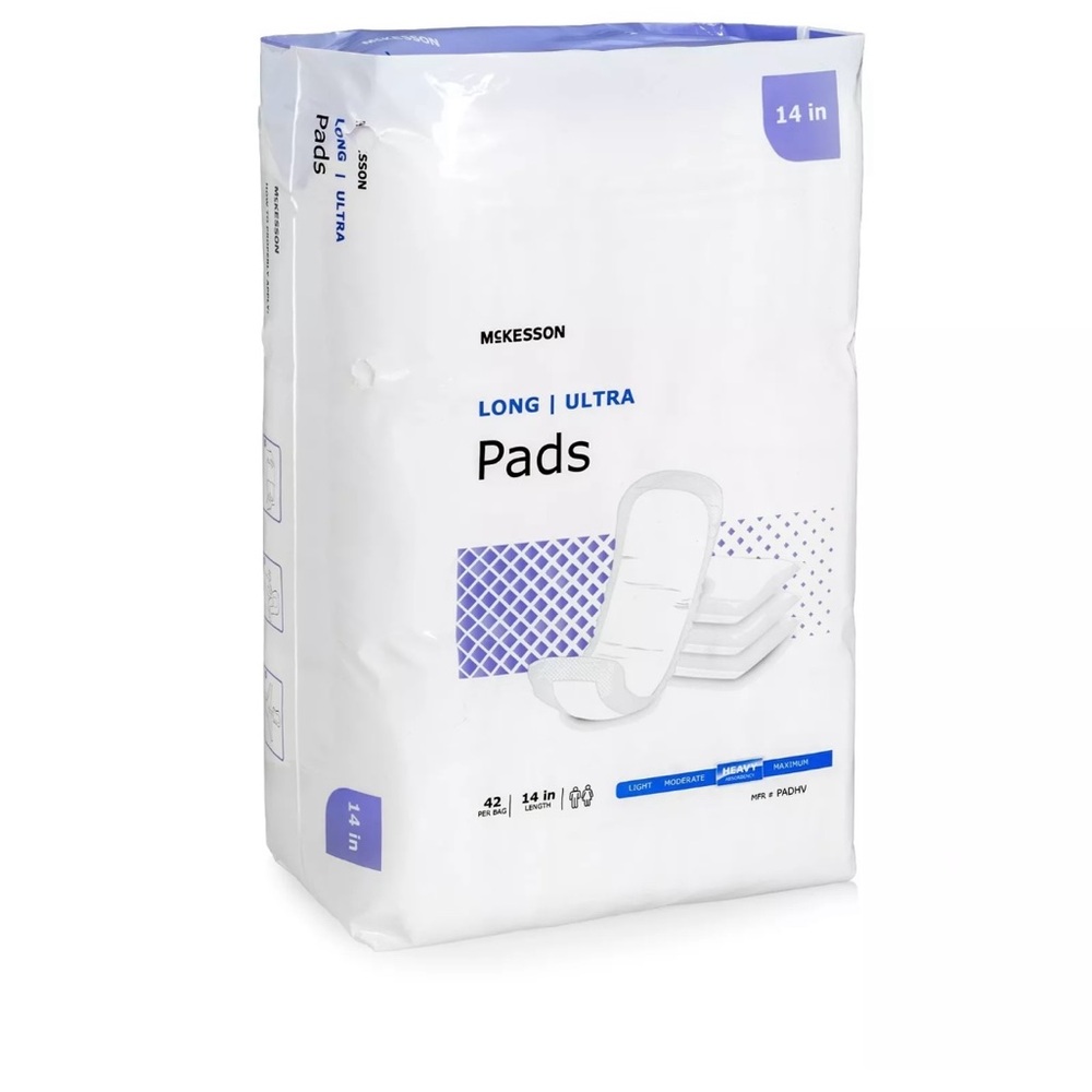 42 CT McKesson Ultra Unisex Incontinence Pad Contour 14" L PADHV Heavy
